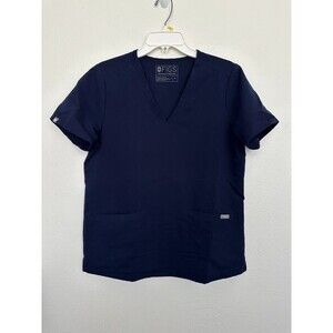 FIGS Casma V-Neck Scrub Top Short Sleeve Navy Blue Medical Women's Size XXL 2X